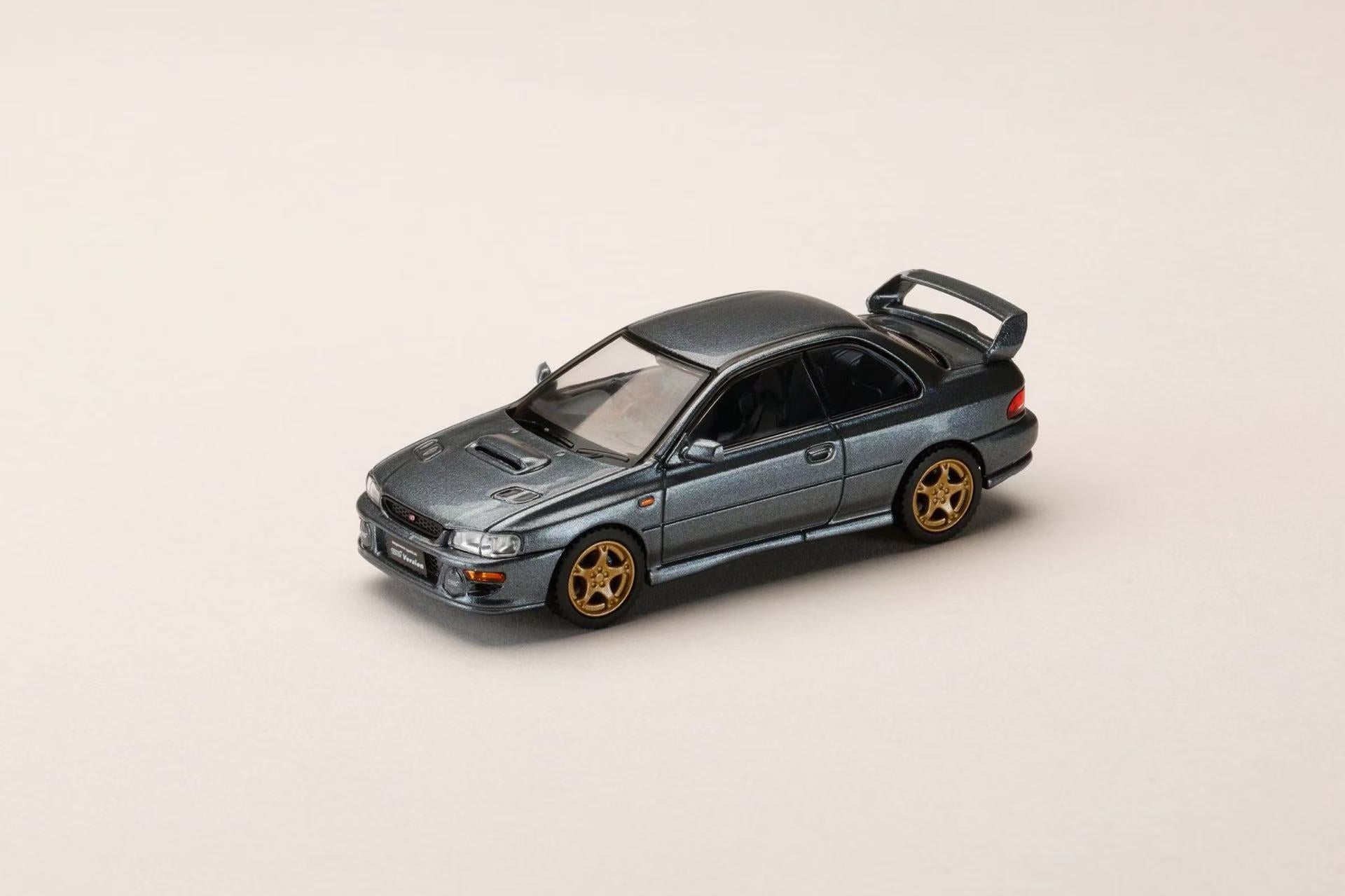 Grey model car on a gray background