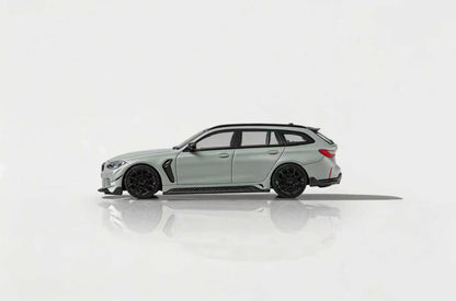 Side view of a light gray car on a white background