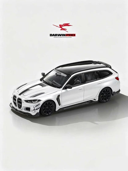 White car with black roof and black wheels on a white background, featuring Darwin Pro logo.