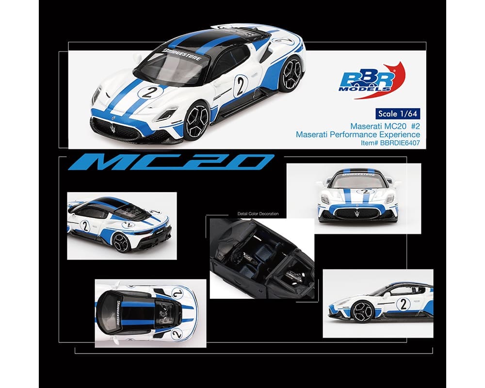BBR Models 1:64 Maserati MC20 #2 Maserati Performance Experience – White – Limited Edition