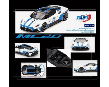 BBR Models 1:64 Maserati MC20 #2 Maserati Performance Experience – White – Limited Edition