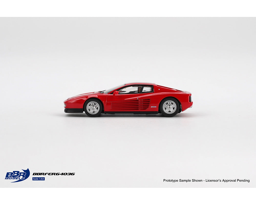 Red model car on a white background with BBR Model logo.