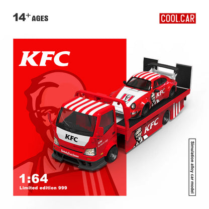 KFC toy truck with a car on a red background