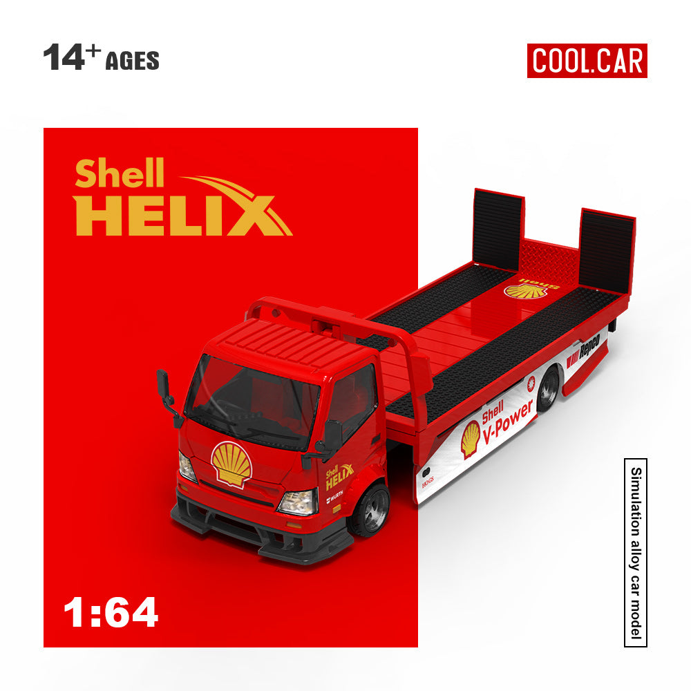 Shell Helix toy truck model on a red background with 'Cool Car' branding.