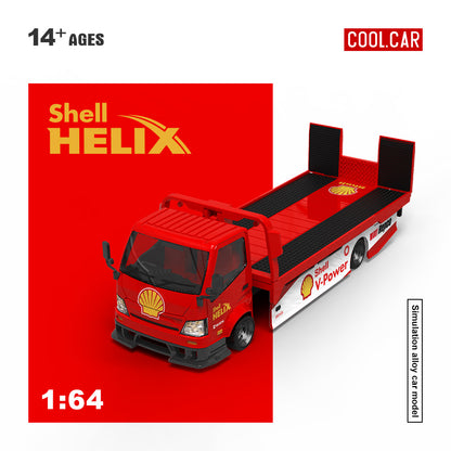 Shell Helix toy truck model on a red background with 'Cool Car' branding.