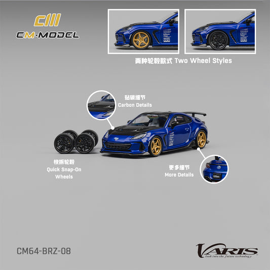 Subaru BRZ Varis Widebody Blue 64 scale model made by cm model