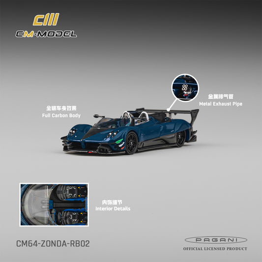 Model car of Pagani with features highlighted on a gray background