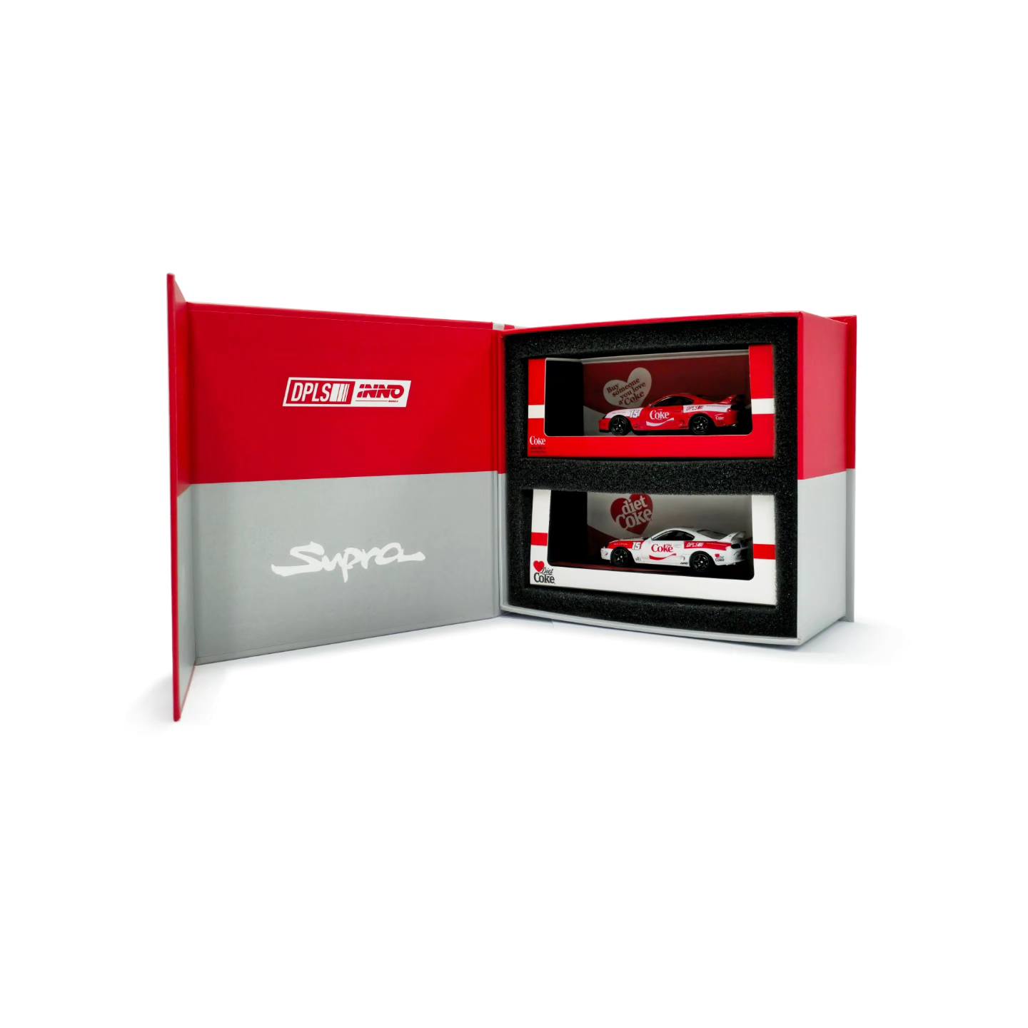 (Preorder) ﻿﻿DPLS x Inno64 1/64 Coca Cola Toyota Supra (A80) Box Set COKE117 [Event Edition]