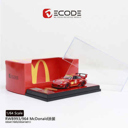 1/64 scale model car in McDonald's branded display case with DECODE branding.