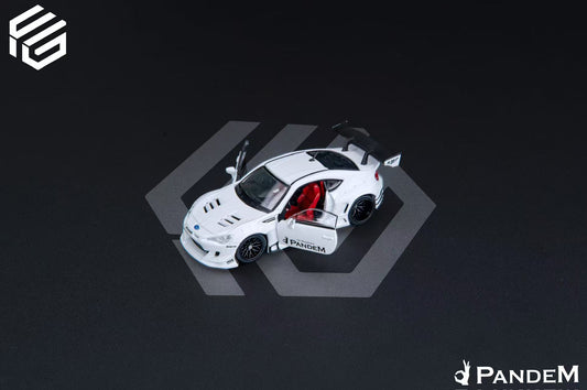 Model car on a dark background with Pandem branding