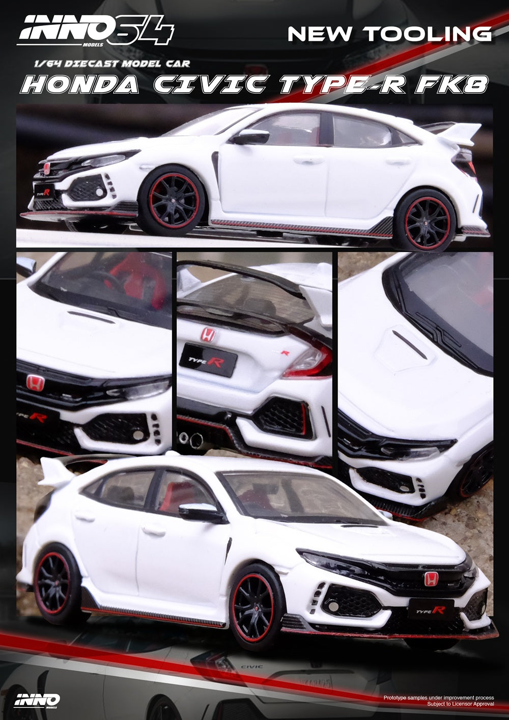 (Preorder) Inno64 1:64 HONDA CIVIC TYPR-R (FK8) White IN64-FK8-WHI