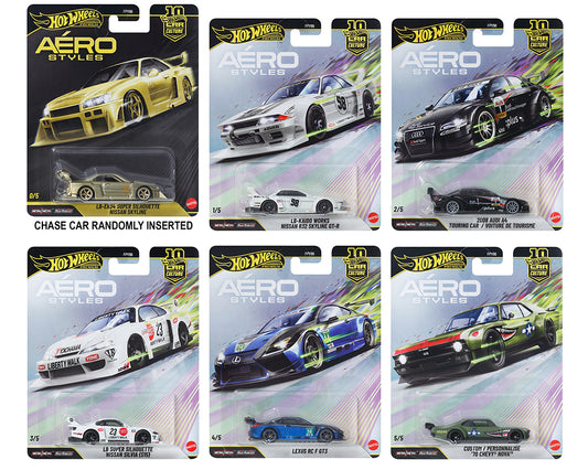 Collection of Hot Wheels Aero Styles car packages on a white background