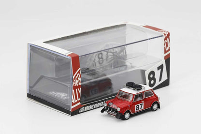 Model car in a display case with visible branding and numbers