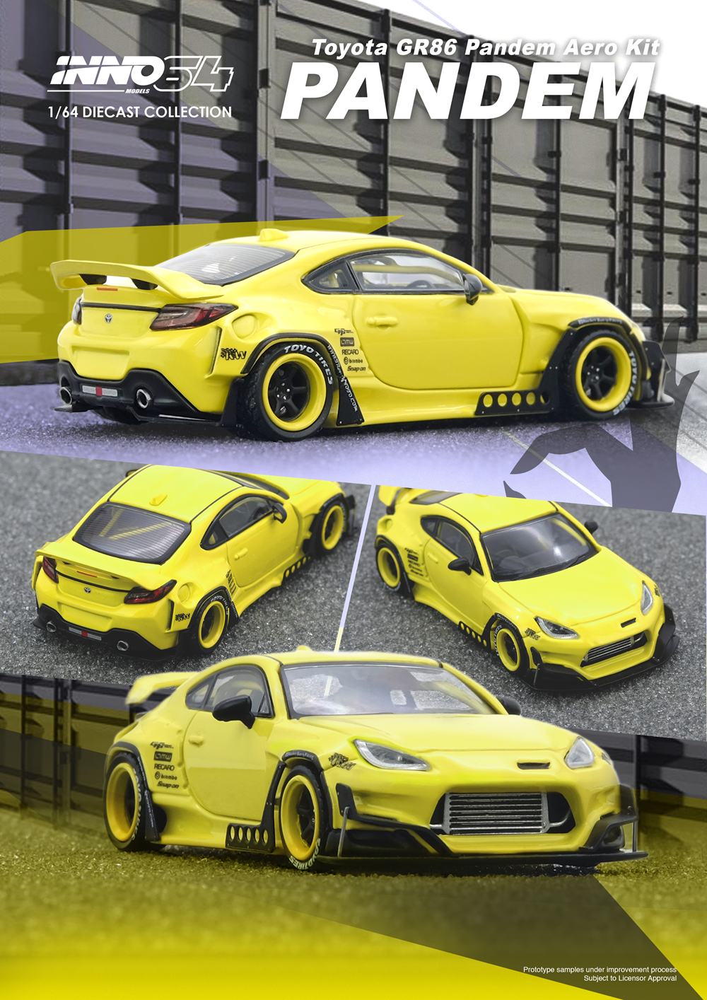 (Preorder) Inno64 1:64 TOYOTA GR86 "PANDEM" Yellow IN64-GR86P-YELLOW