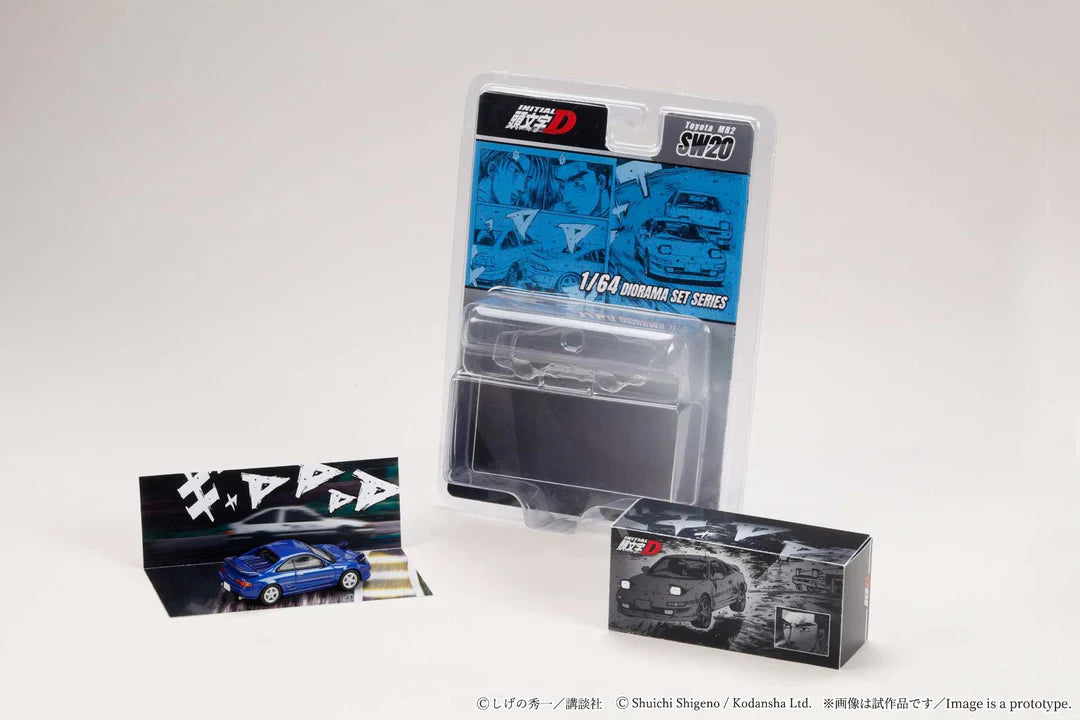 Model car kit packaging with a white background