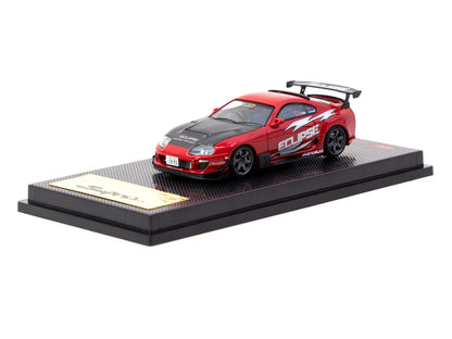 Model car on a display stand with a white background