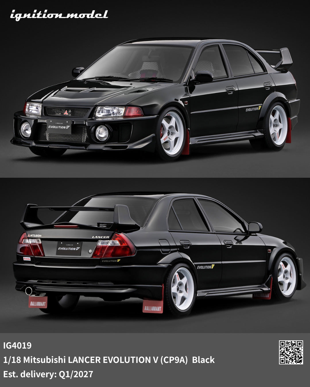 (Preorder) Ignition Model 1:18 Mitsubishi LANCER EVOLUTION V (CP9A) Black IG4019