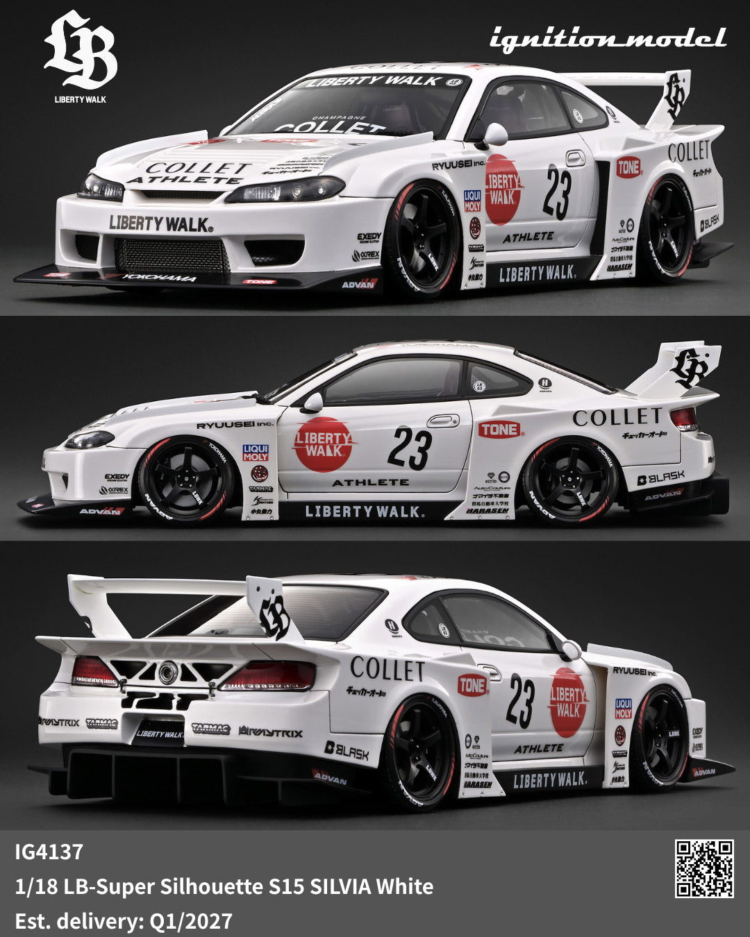(Preorder) Ignition Model 1:18 LB-Super Silhouette S15 SILVIA White IG4137