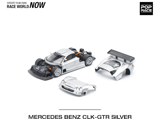 Pop Race 1:64 Mercedes-Benz AMG CLK GTR - Silver (Preorder)