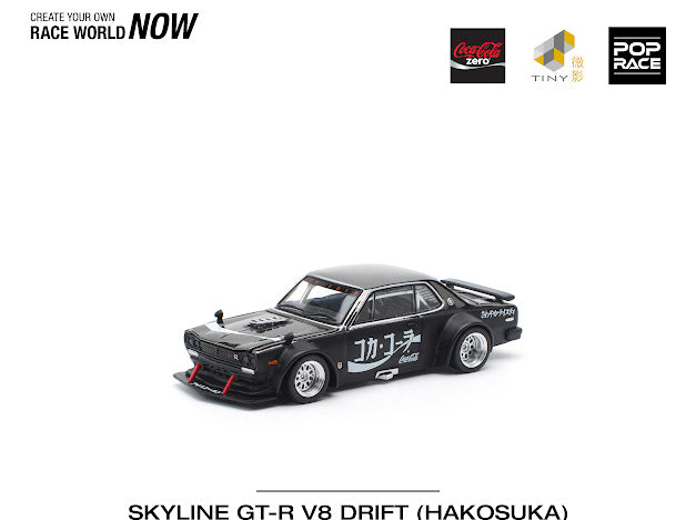 Pop Race 1:64 Skyline GT-R Drift (Hakosuka) - Coca Cola Zero JP Black Chrome (Preorder)