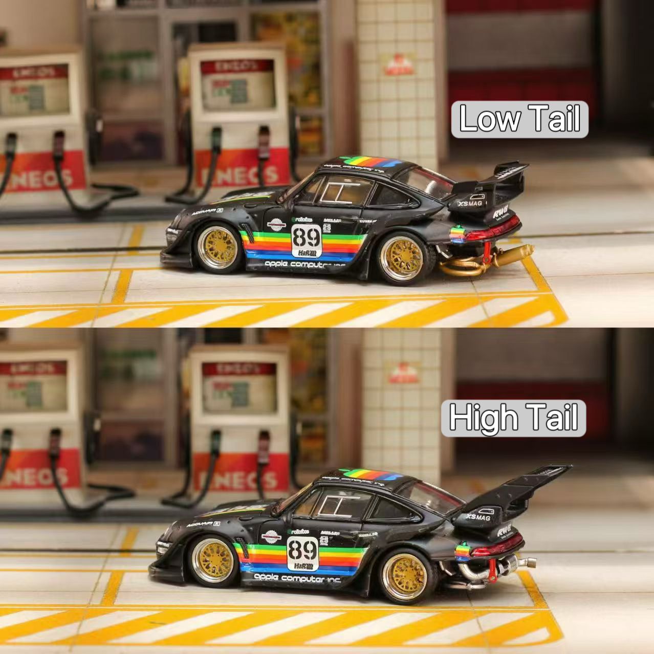 (Preorder) Street Weapon 1:64 Porsche RWB 993 Matte Black Apple Livery [2 Versions]