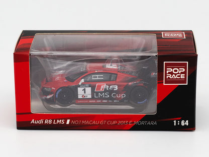 Audi R8 LMS No.1 Macau GT Cup 2013 Model car in a Pop Race packaging box on a white background