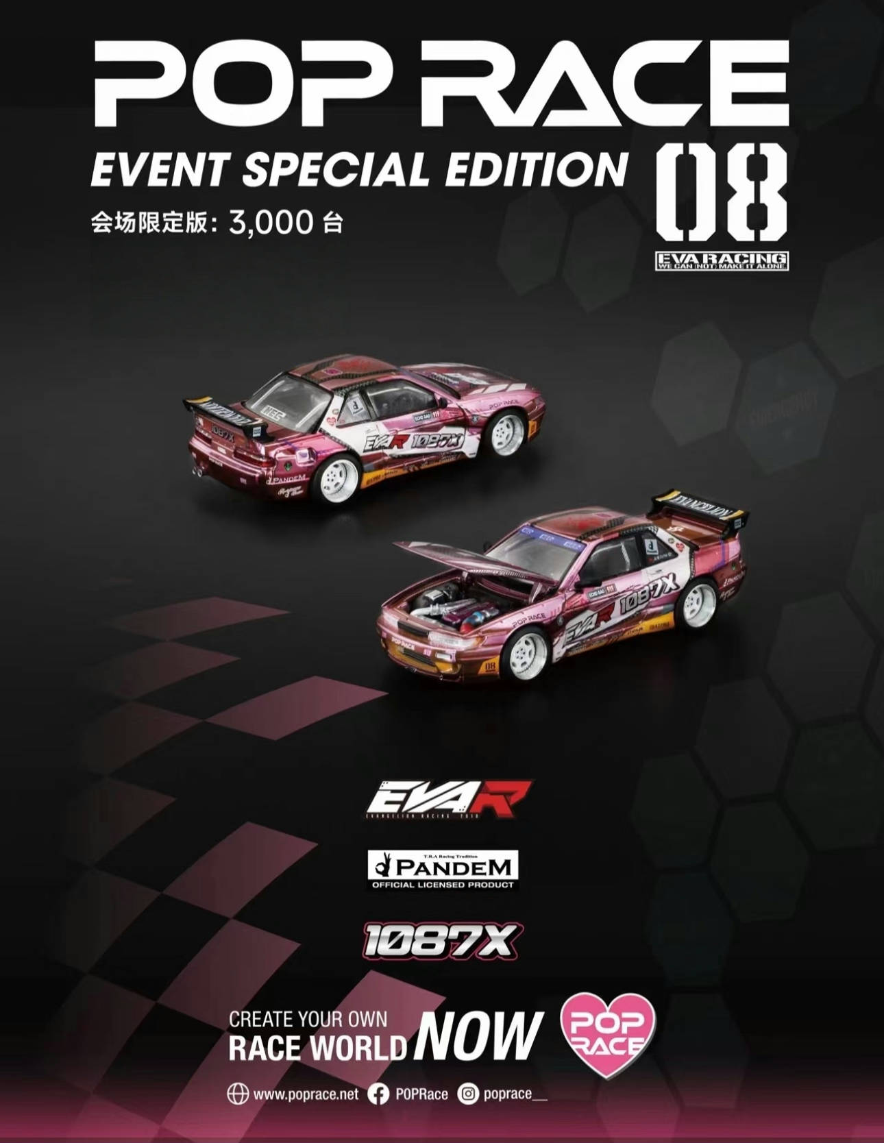 Pop Race 1:64 EVA RT PRODUCTION MODEL CUSTOM TYPE-08 POP RACE X 1087X PANDEM S13 HEC 2025 [Event Edition]