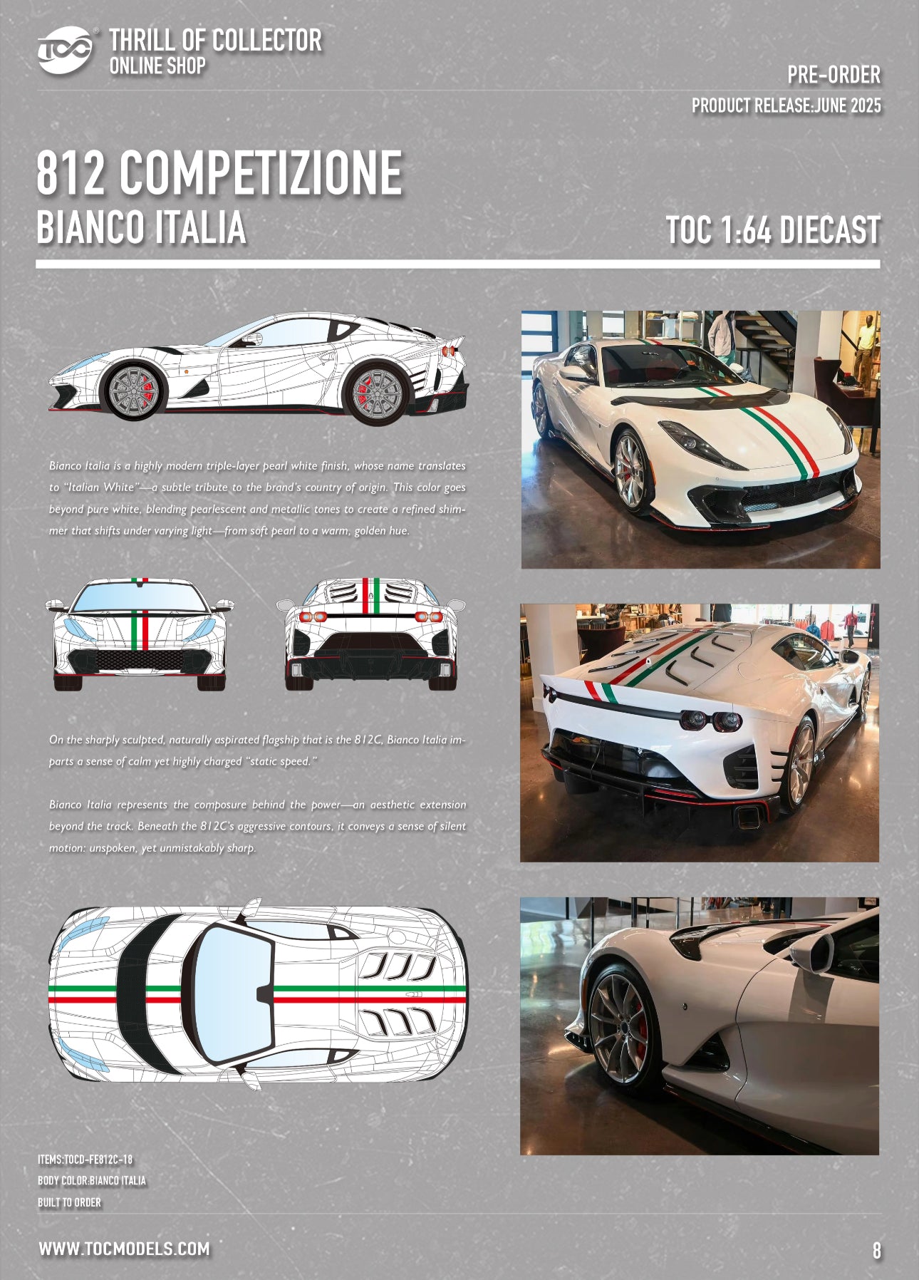 (Preorder) Fuelme x TOC 1:64 Ferrari 812 Competizione [11 Colors]