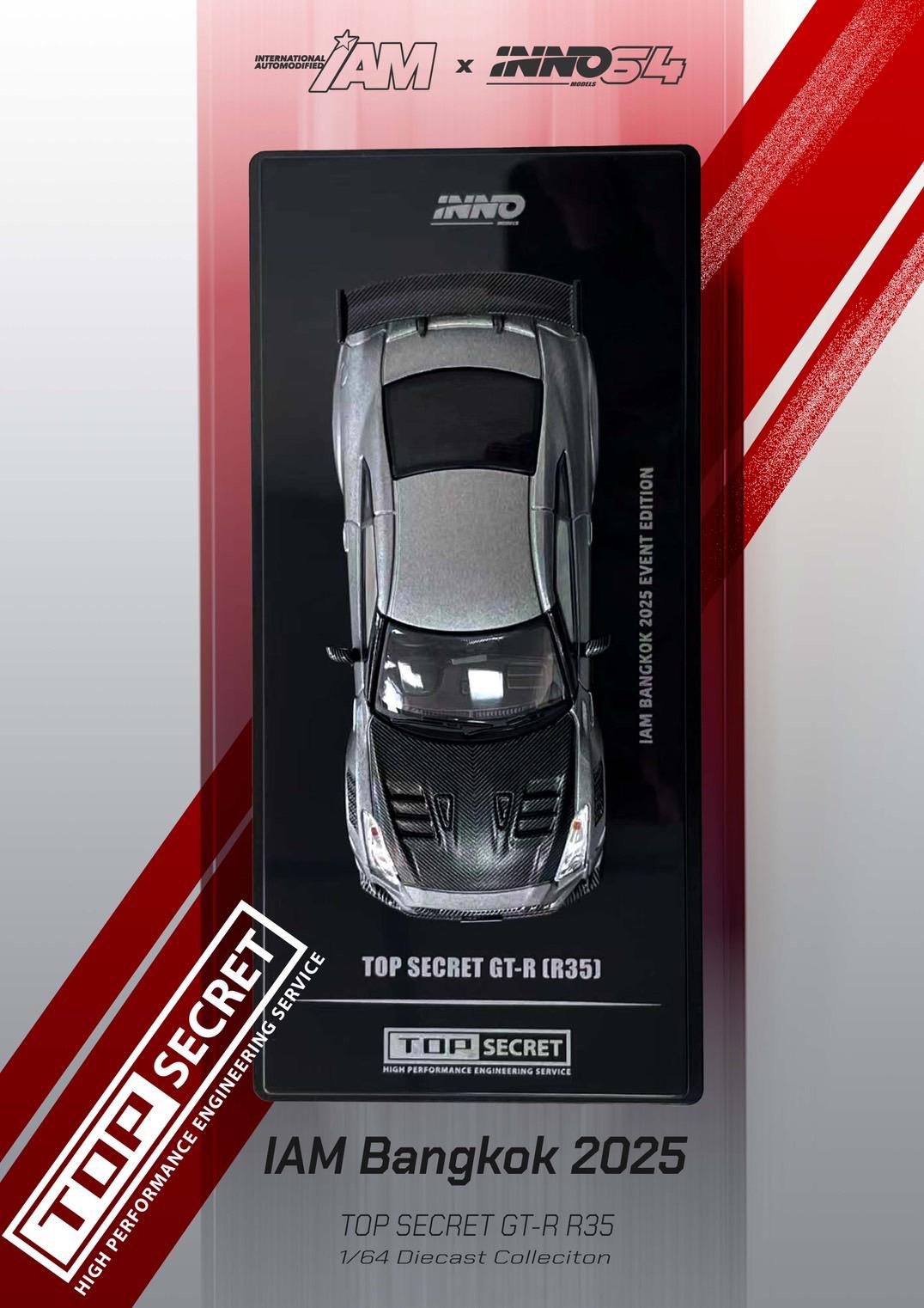 Model car packaging with IAM and INNO54 branding on a red and gray background