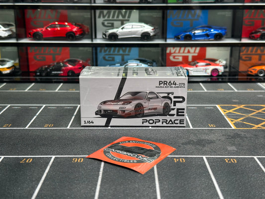 [Event Edition] Pop Race 1:64 Mazda RX7 Re-Amemiya Widebody Silver Japan MINICAR A GOGO 2025 Exclusive PR640275