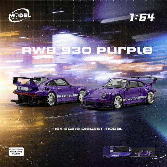 Two purple model cars with RWB on a dark background, featuring the brand 'Model Motor'.