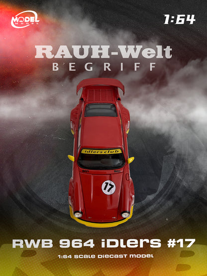 Red model car with 'RAUH-Welt BEGRIFF' branding on a dynamic background
