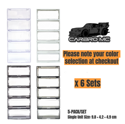 1:64 Diecast Car Display Case – Clip-On Storage Box Set (5-Pack) [4 Colors]