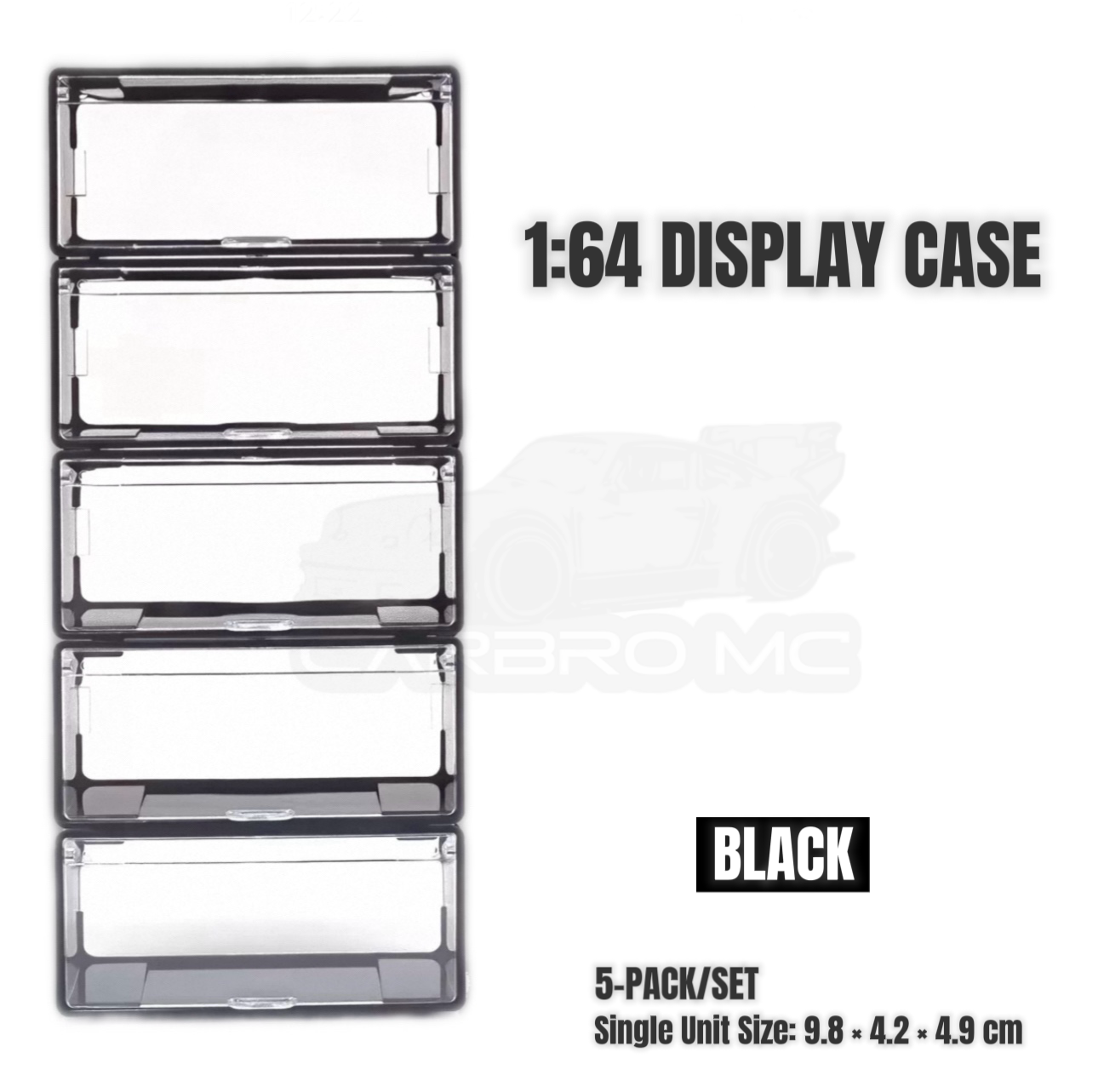 1:64 Diecast Car Display Case – Clip-On Storage Box Set (5-Pack) [4 Colors]