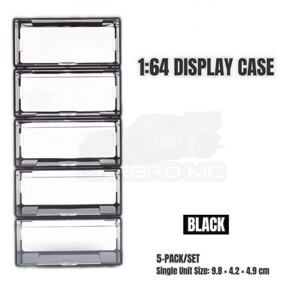 1:64 Diecast Car Display Case – Clip-On Storage Box Set (5-Pack) [4 Colors]