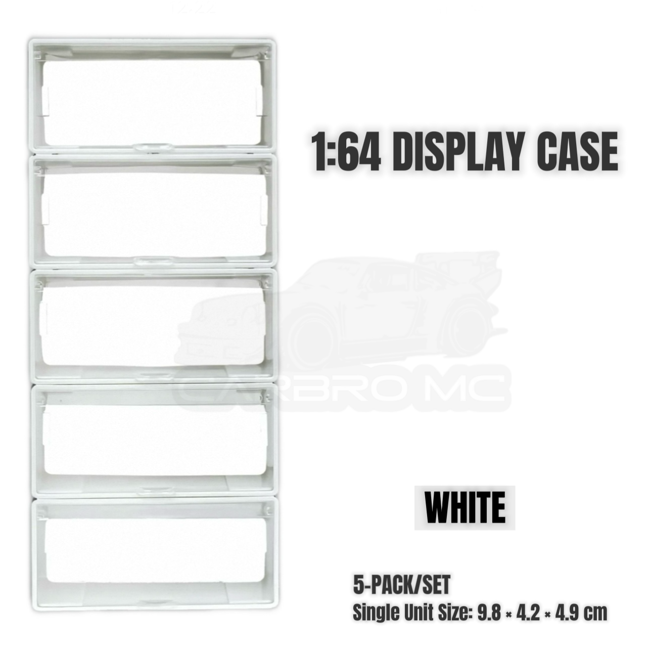 1:64 Diecast Car Display Case – Clip-On Storage Box Set (5-Pack) [4 Colors]