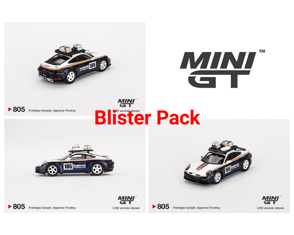 Mini GT 1:64 Porsche 911 Dakar Rallye Design Package White/Gentian Blue Metallic