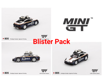 Mini GT 1:64 Porsche 911 Dakar Rallye Design Package White/Gentian Blue Metallic