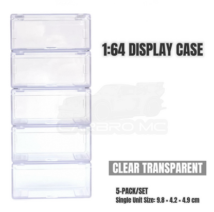 1:64 Diecast Car Display Case – Clip-On Storage Box Set (5-Pack) [4 Colors]