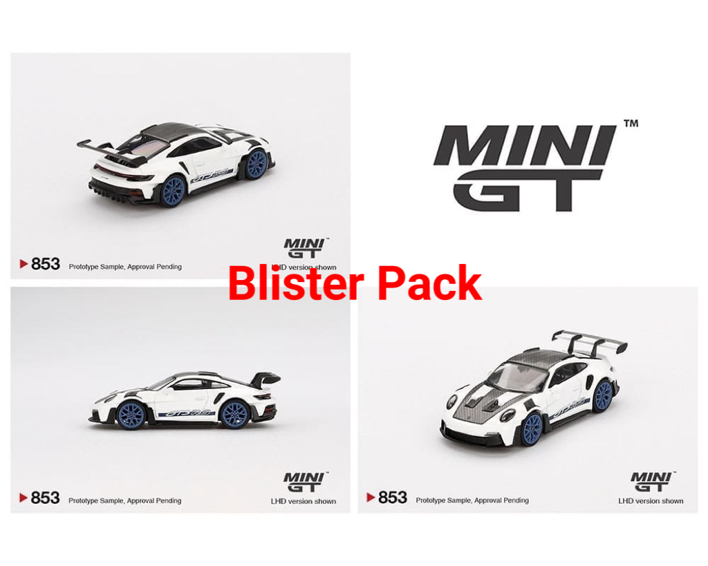 Mini GT 1:64 Porsche 911 (992) GT3 RS Weissach Package – White with Indigo Blue (Preorder)