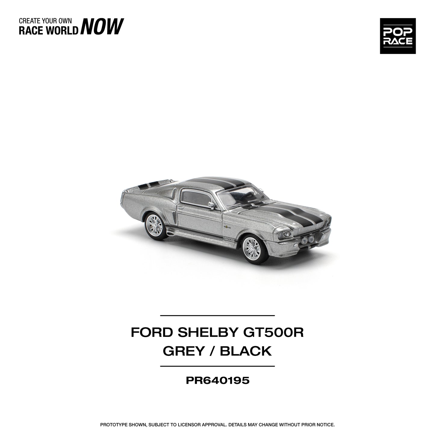 Pop Race 1:64 1967 Shelby Mustang GT500 Grey/Black (Preorder)