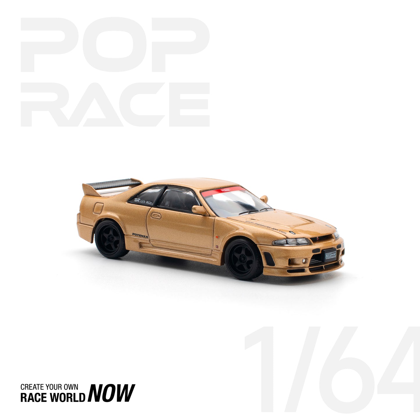 Pop Race 1:64 Top Secret GT-R R33 - Gold (Preorder)