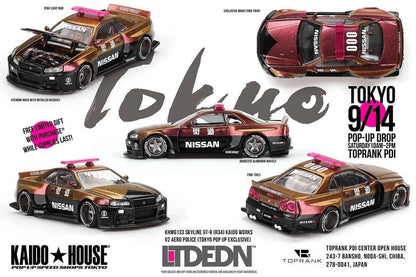 Kaido House LTDEDN 1:64 Skyline GT-R (R34) Kaido Works V2 Aero Police Tokyo Pop Up Exclusive [Event Edition]