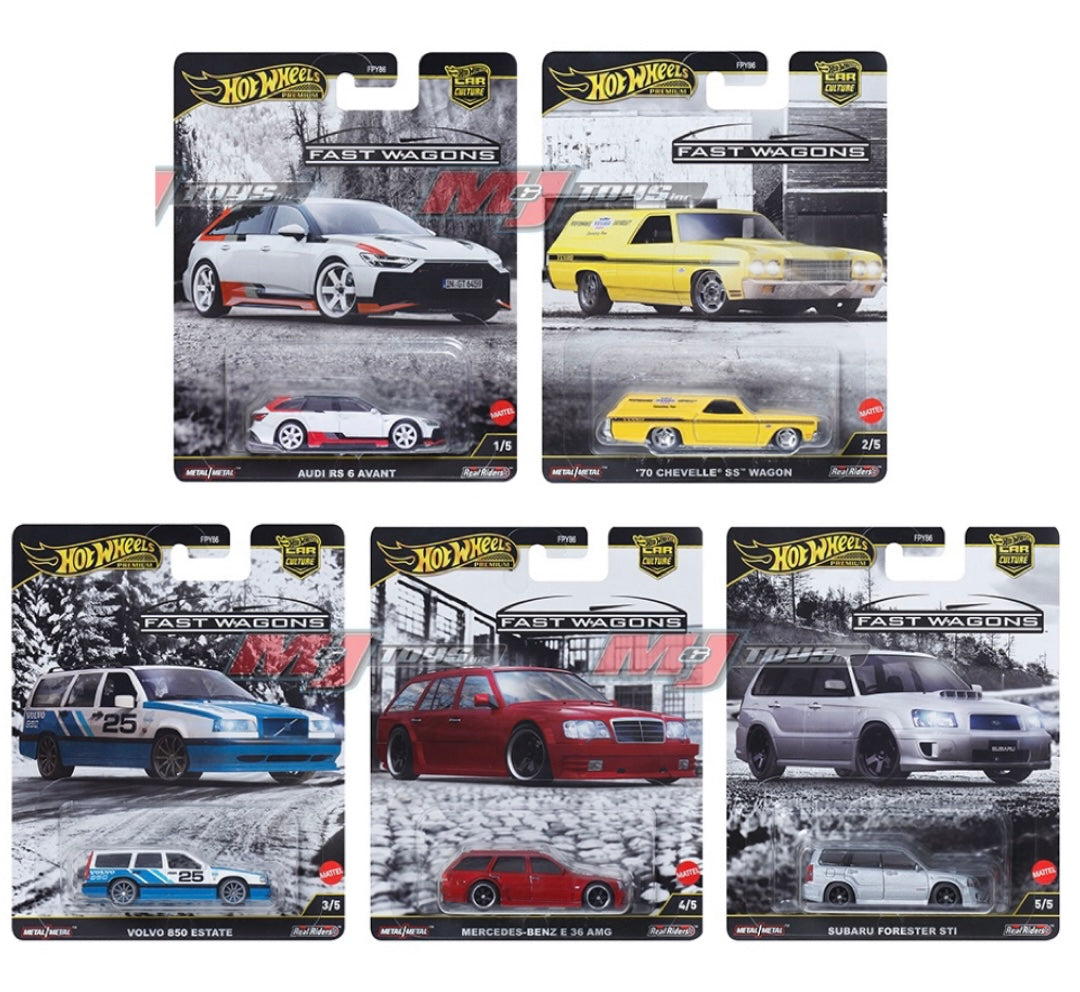Hot Wheels 1:64 Car Culture 2025 J Case – HW FAST WAGONS FPY86-961J [1 Set - 5 Cars]