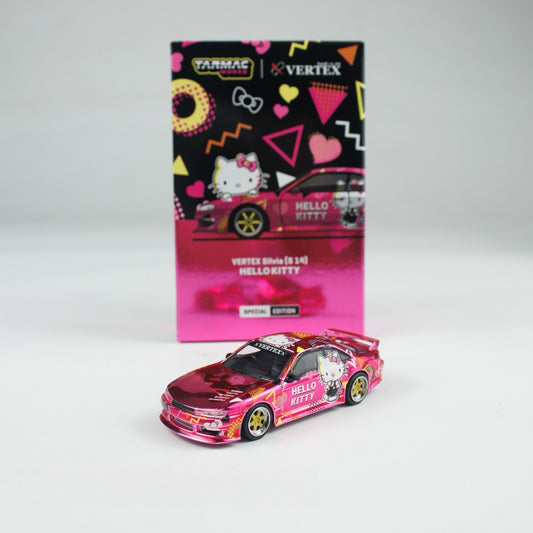 (Preorder) Tarmac Works 1:64 VERTEX Silvia (S14) Hello Kitty Pink Chrome APA EXPO EXCLUSIVE 2025 T64G-018-HK2 [Exclusive]