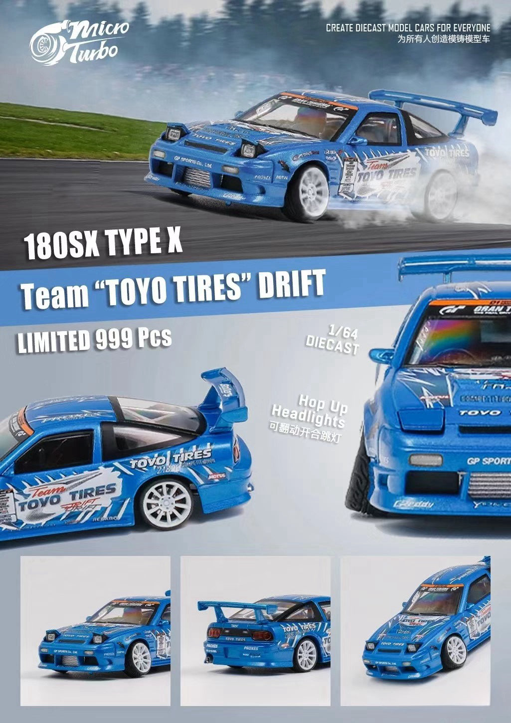Microturbo 1:64 Nissan 190 SX Type X Team "TOYO TIRES" Drift - Limited Edition