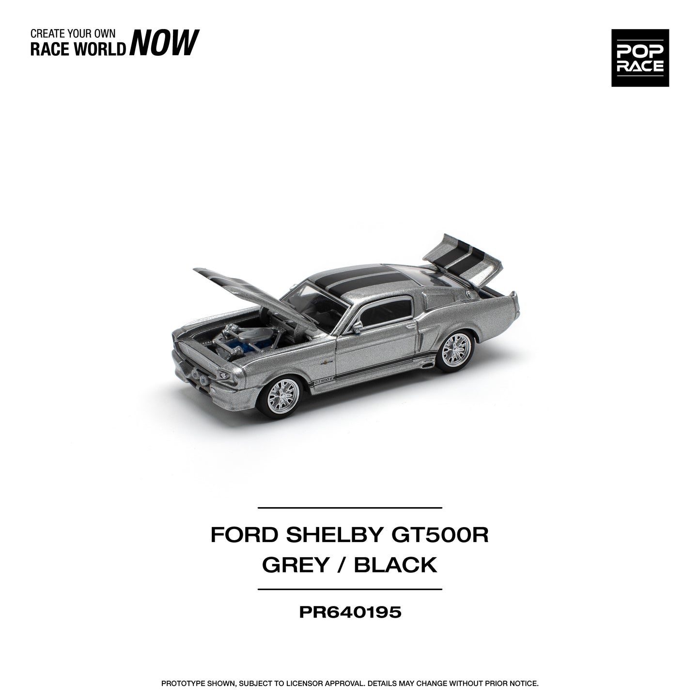 Pop Race 1:64 1967 Shelby Mustang GT500 Grey/Black (Preorder)