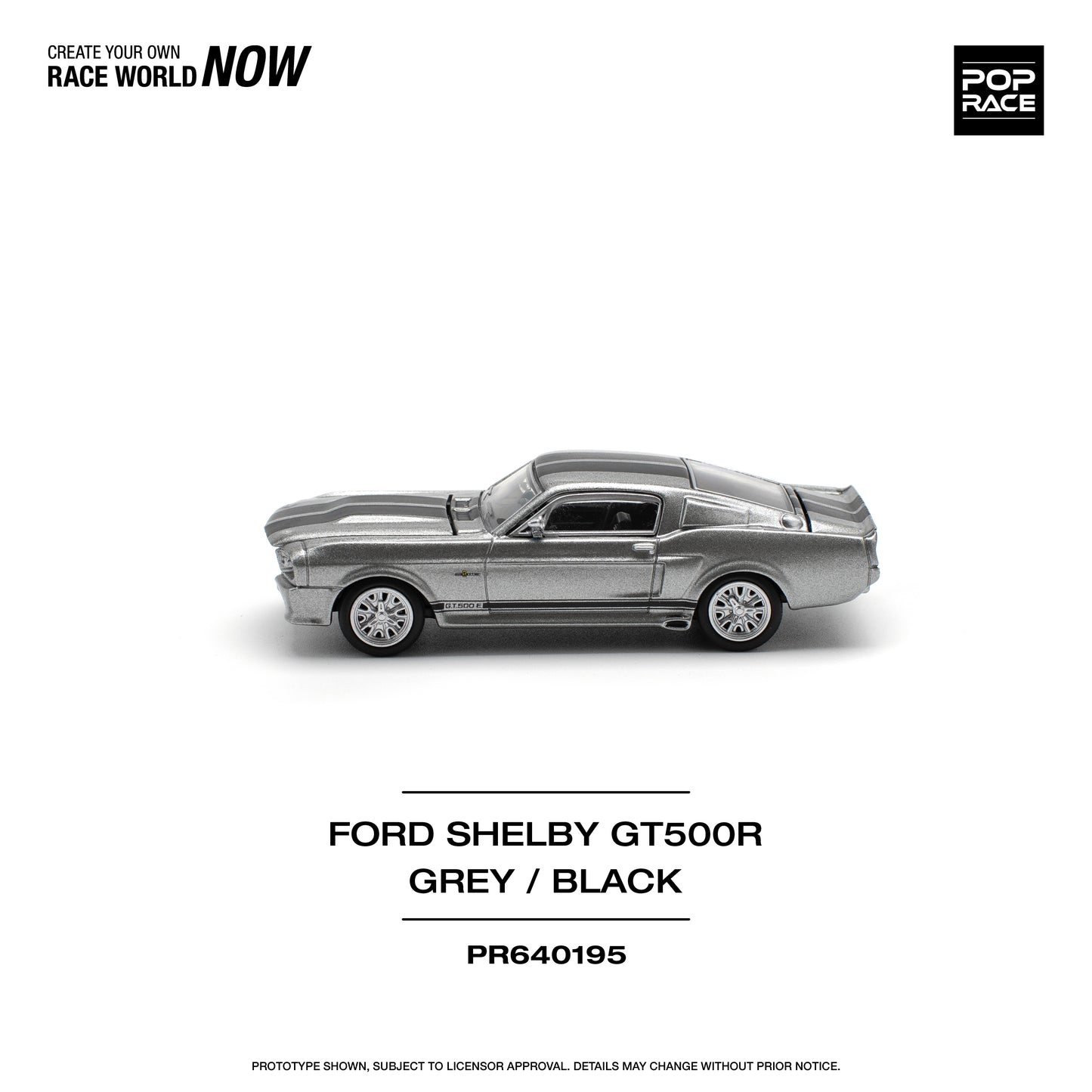 Pop Race 1:64 1967 Shelby Mustang GT500 Grey/Black (Preorder)