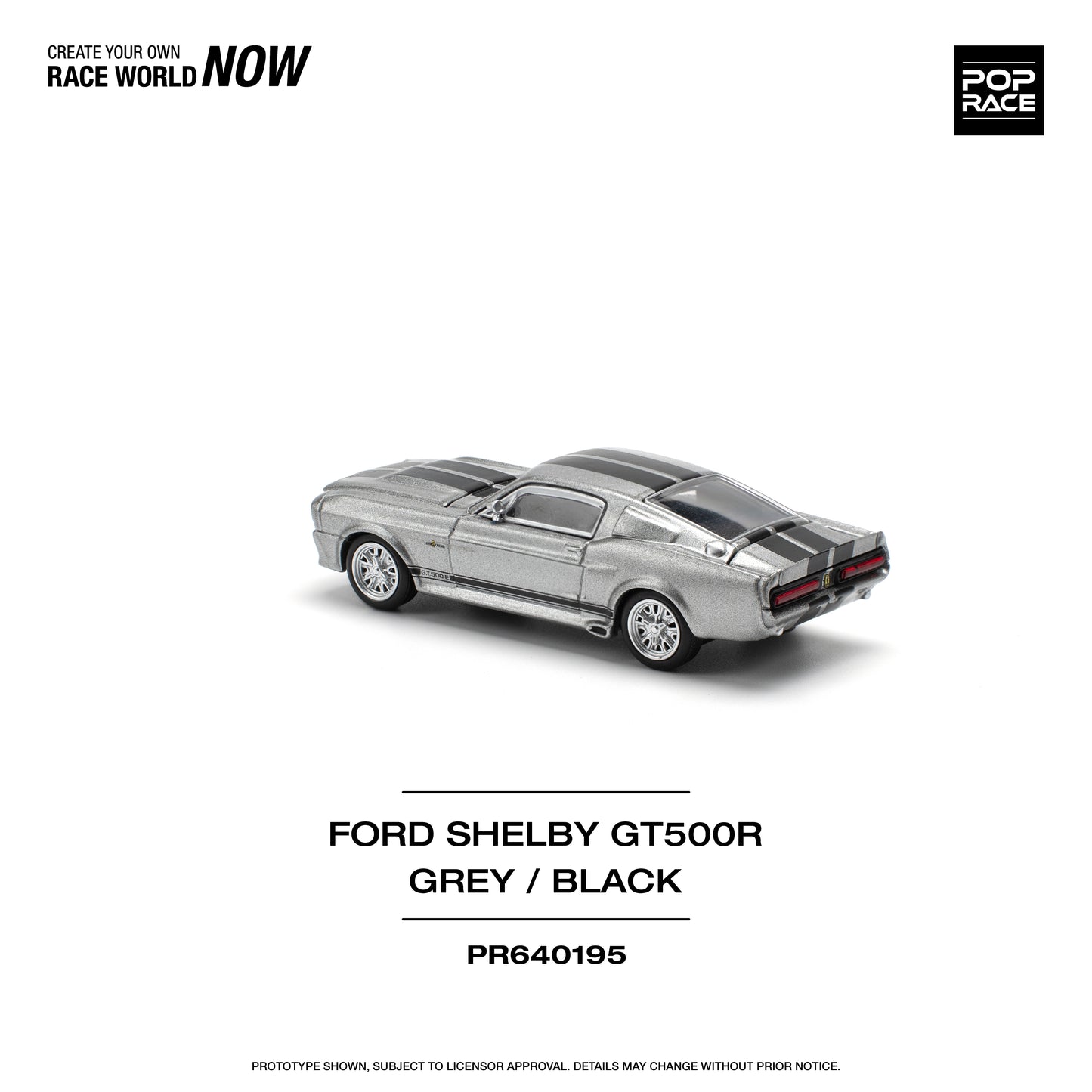 Pop Race 1:64 1967 Shelby Mustang GT500 Grey/Black (Preorder)