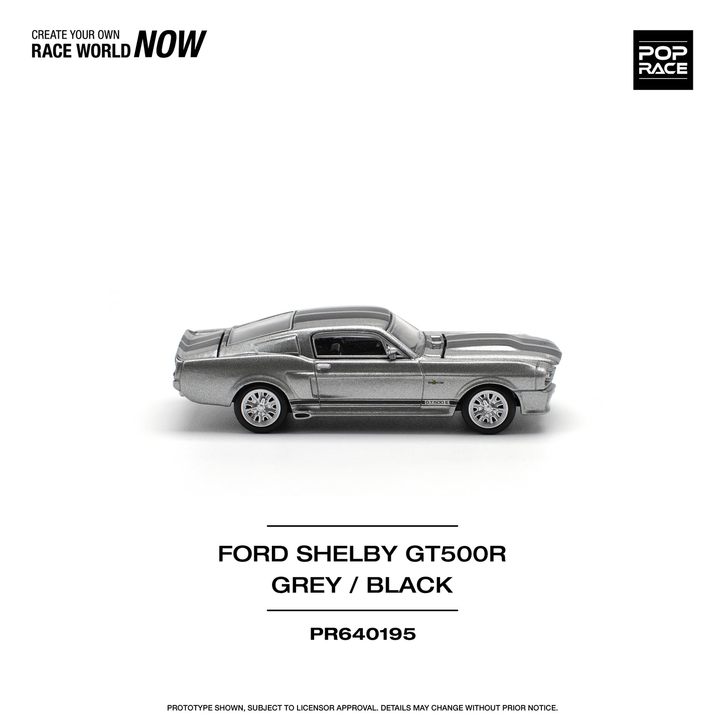 Pop Race 1:64 1967 Shelby Mustang GT500 Grey/Black (Preorder)